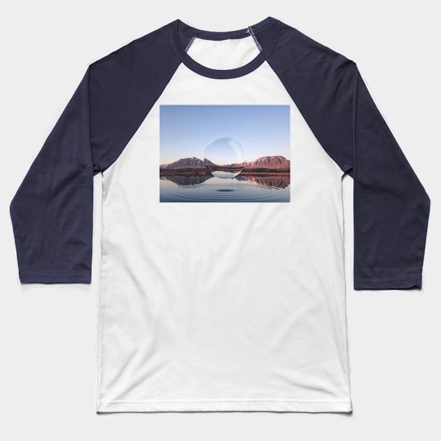 Sphere Over Lake Baseball T-Shirt by Adventum Design